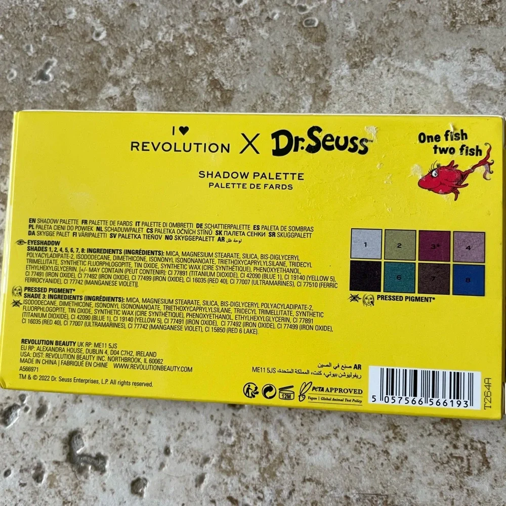 Revolution Dr. Seuss Eye Shadow Palette One Fish Two Fish Red‎ Fish Blue Fish